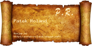 Patek Roland névjegykártya